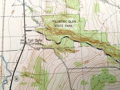 Antique Moravia, New York 1943 US Geological Survey Topographic Map – Venice, Genoa, Locke Montville Fillmore Glen Cayuga Tompkins County NY