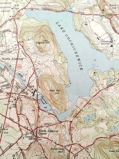 Antique Groveland, Massachusetts 1944 US Geological Survey Topographic Map – North Andover, Georgetown, Haverhill, Boxford, Essex County, MA