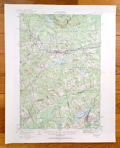 Antique Guilford, Maine 1933 US Geological Survey Topographic Map - Abbot, Dover-Foxcroft, Dexter, Cambridge, Ripley, Sangerville, ME