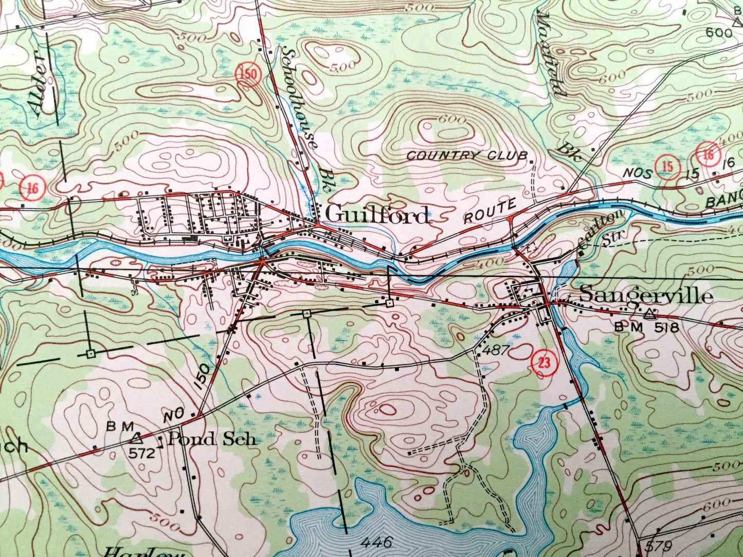 Antique Guilford, Maine 1933 US Geological Survey Topographic Map - Abbot, Dover-Foxcroft, Dexter, Cambridge, Ripley, Sangerville, ME