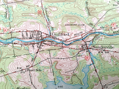 Antique Guilford, Maine 1933 US Geological Survey Topographic Map - Abbot, Dover-Foxcroft, Dexter, Cambridge, Ripley, Sangerville, ME