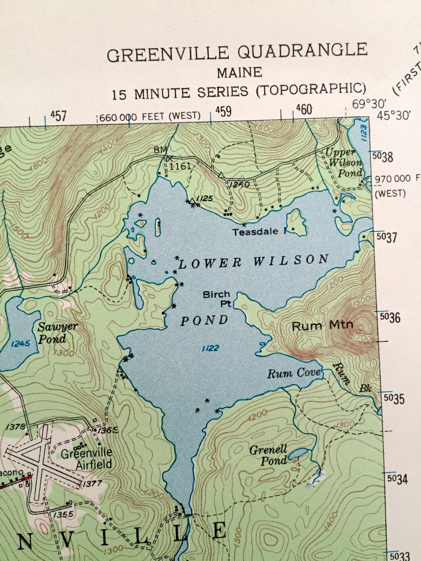 Antique Greenville, Maine 1951 US Geological Survey Topographic Map – Moosehead Lake, Shirley, Elliottsville, Blanchard, Monson, Piscataquis