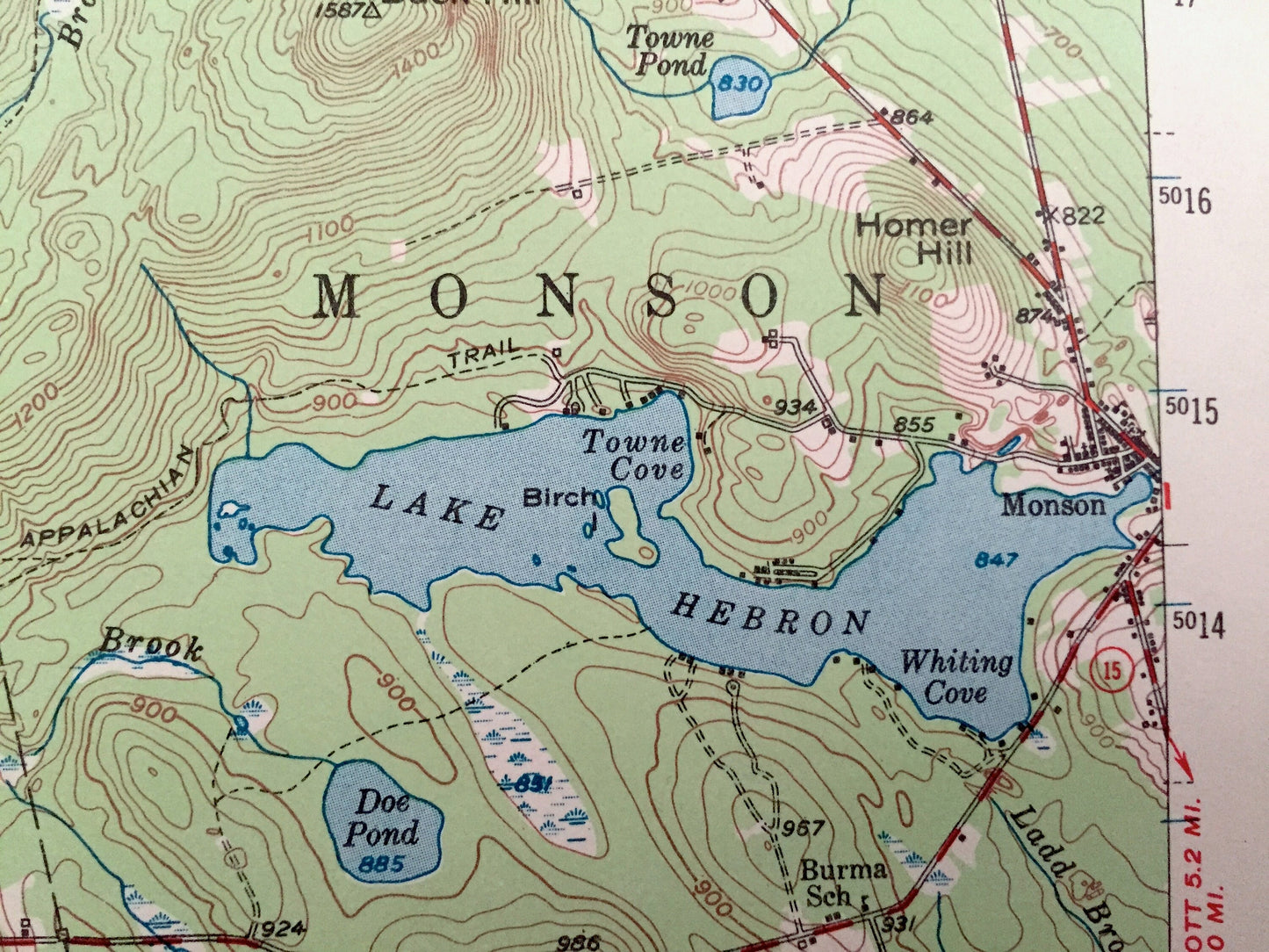 Antique Greenville, Maine 1951 US Geological Survey Topographic Map – Moosehead Lake, Shirley, Elliottsville, Blanchard, Monson, Piscataquis
