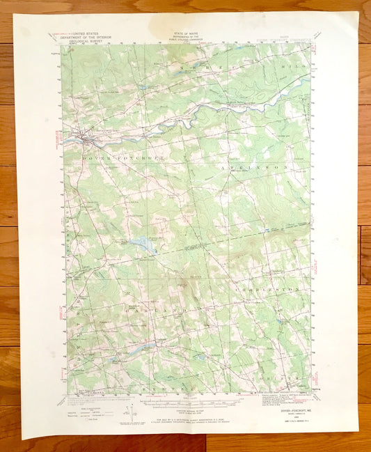 Antique Dover-Foxcroft, Maine 1932 US Geological Survey Topographic Map — Sebec, Atkinson, Garland, Charleston, Piscataquis, Penobscot, ME