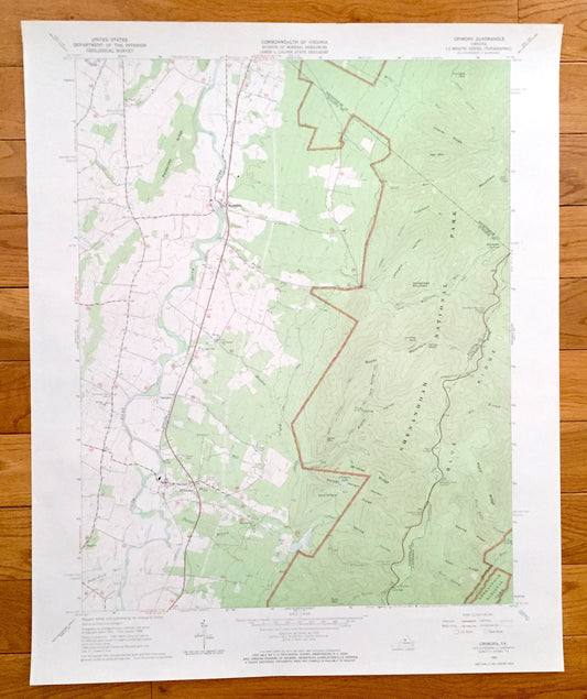 Antique Crimora, Virginia 1965 US Geological Survey Topographic Map – Augusta County, Sampson, Madrid Shenandoah National Park Blue Ridge VA