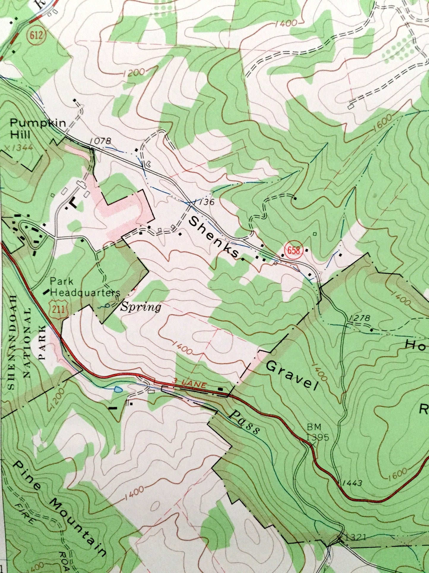 Antique Thornton Gap, Virginia 1965 US Geological Survey Topographic Map –Rappahannock County, Shenandoah Park, Blue Ridge, Morning Star, VA