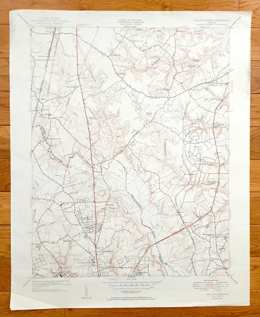 Antique Yellow Tavern, Virginia 1951 US Geological Survey Topographic Map –Henrico County, Longdale, Biltmore, Boudar, Greenwood, French Hay