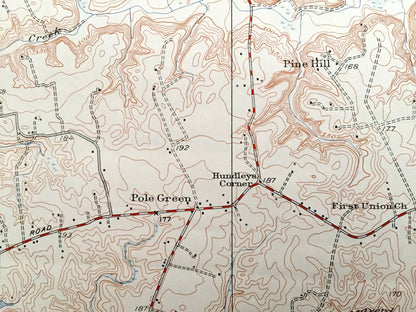 Antique Studley, Virginia 1951 US Geological Survey Topographic Map – Hanover County, Cady, Rural Point, Oak Forest, Pine Hill, Newman, VA