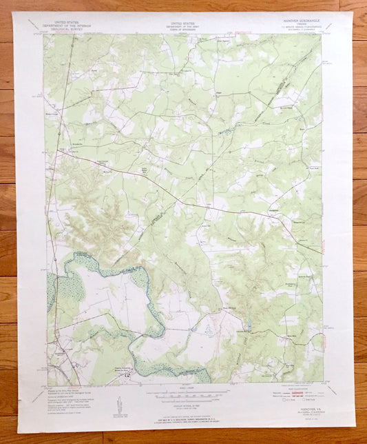 Antique Hanover, Virginia 1951 US Geological Survey Topographic Map – Hanover County, Tuck Fork, Etna Mills, Edgar, Mangohick, Point Eastern
