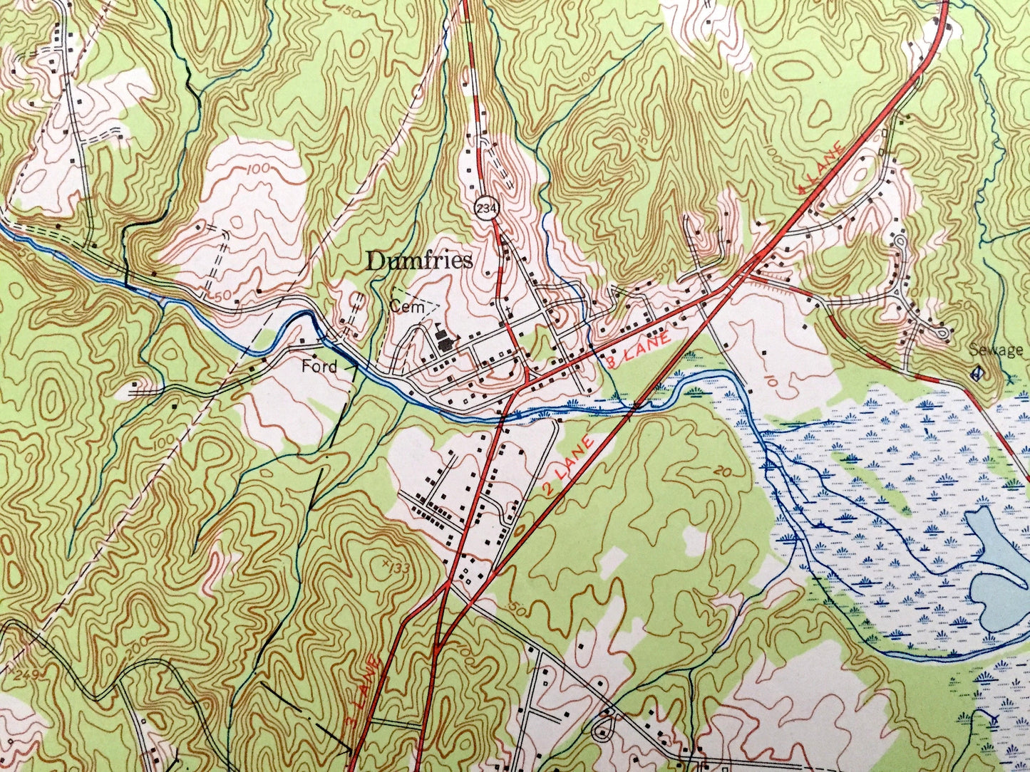 Antique Quantico, Virginia & Maryland 1952 US Geological Survey Topographic Map – Prince William County Cherry Hill Melrose Gardens VA