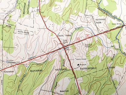 Antique Gainesville, Virginia 1953 US Geological Survey Topographic Map – Prince William County, Wellington, Rixlew, Manassas Battlefield VA