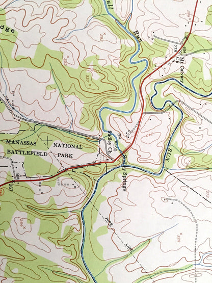 Antique Gainesville, Virginia 1953 US Geological Survey Topographic Map – Prince William County, Wellington, Rixlew, Manassas Battlefield VA