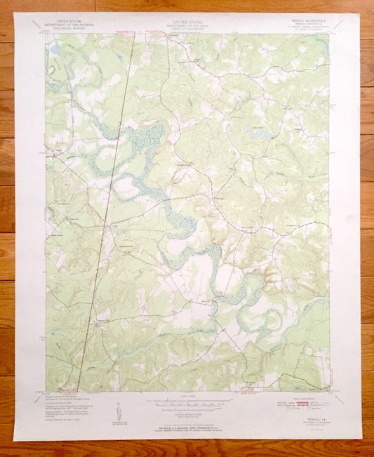 Antique Penola, Virginia 1951 US Geological Survey Topographic Map – Caroline Co, Oak Corner, Kemp Corner, File, Wrights Fork, Shumansville