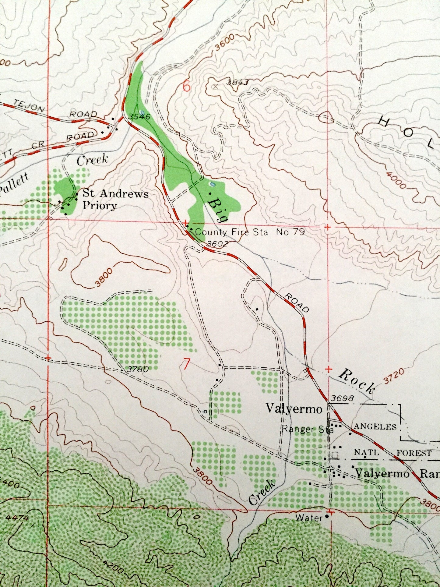 Antique Valyermo, California 1958 US Geological Survey Topographic Map – Los Angeles County, Paradise Springs, Big Rock, Largo Vista, CA