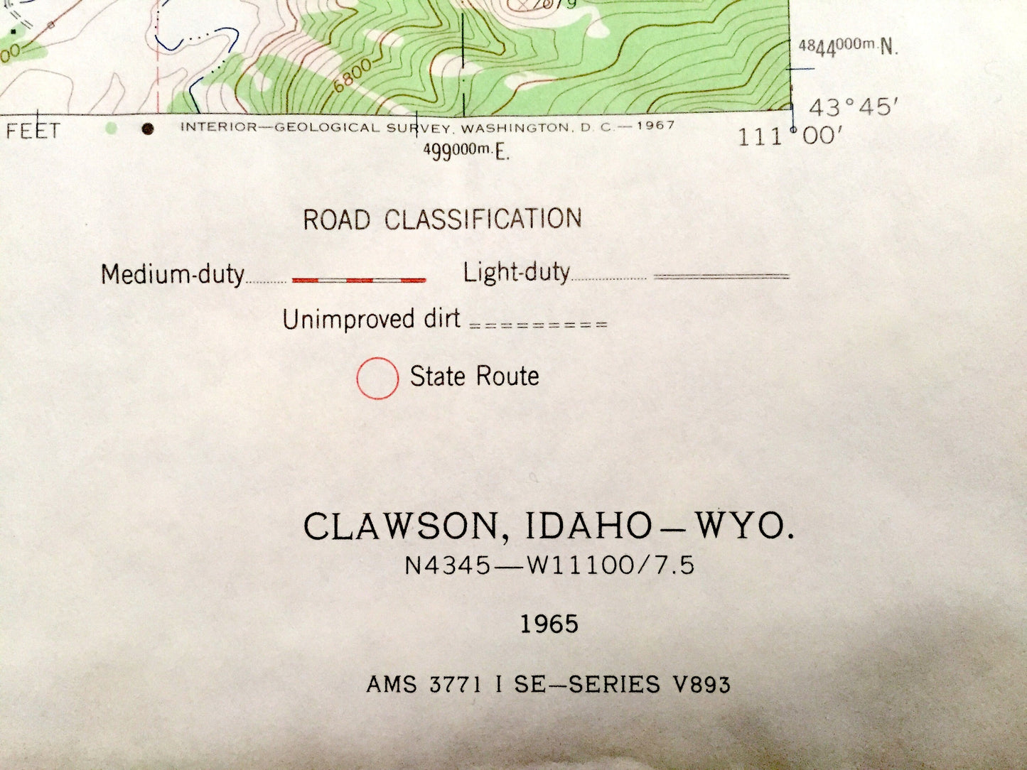 Antique Clawson, Idaho & Wyoming 1965 US Geological Survey Topographic Map – Teton County, Alta, Teton Basin, Targhee National Forest, ID WY