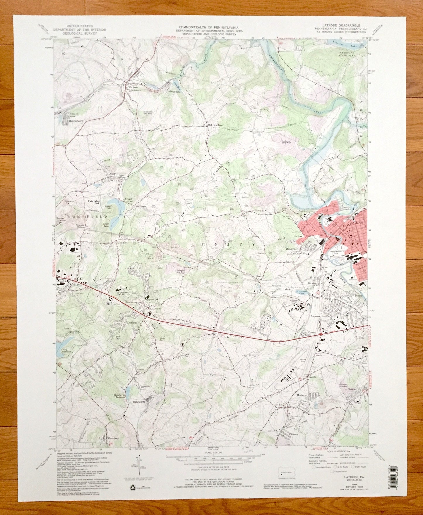 Antique Latrobe, Pennsylvania 1964 US Geological Survey Topographic Map – Westmoreland County, Hannastown, Marguerite, Hotsetter, Humphreys