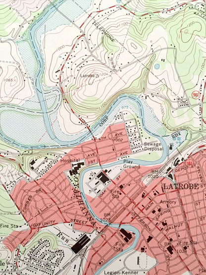 Antique Latrobe, Pennsylvania 1964 US Geological Survey Topographic Map – Westmoreland County, Hannastown, Marguerite, Hotsetter, Humphreys