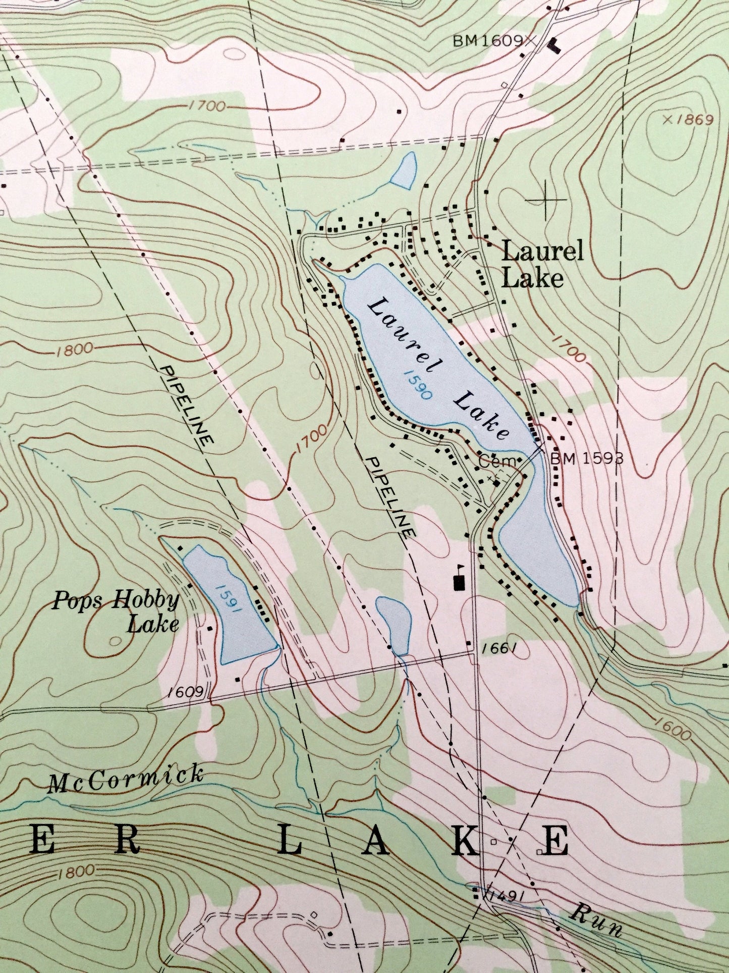 Antique Laurel Lake, Pennsylvania & New York 1968 US Geological Survey Topographic Map – Susquehanna County, Forest Lake, Choconut,Fisk Mill