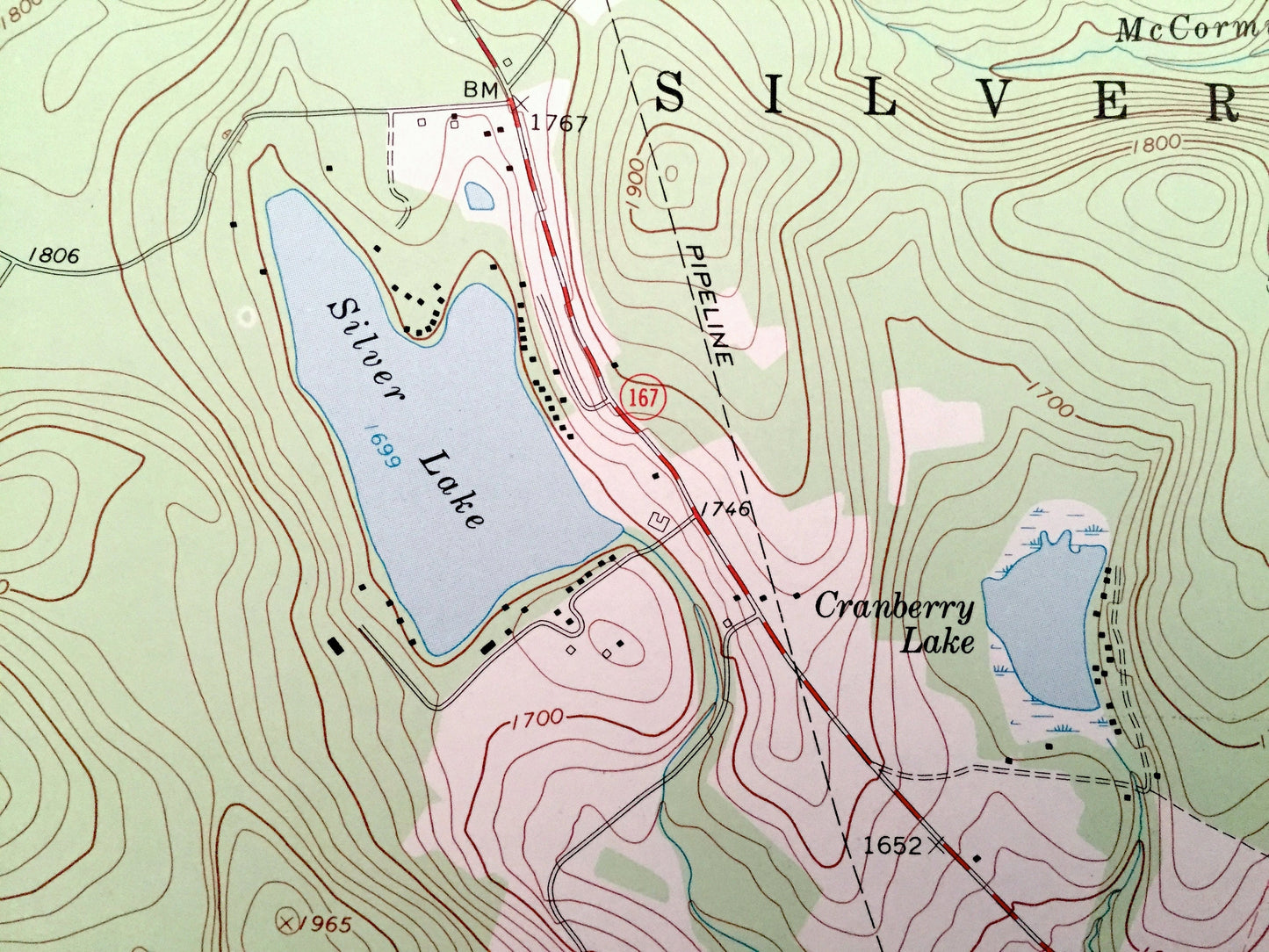 Antique Laurel Lake, Pennsylvania & New York 1968 US Geological Survey Topographic Map – Susquehanna County, Forest Lake, Choconut,Fisk Mill