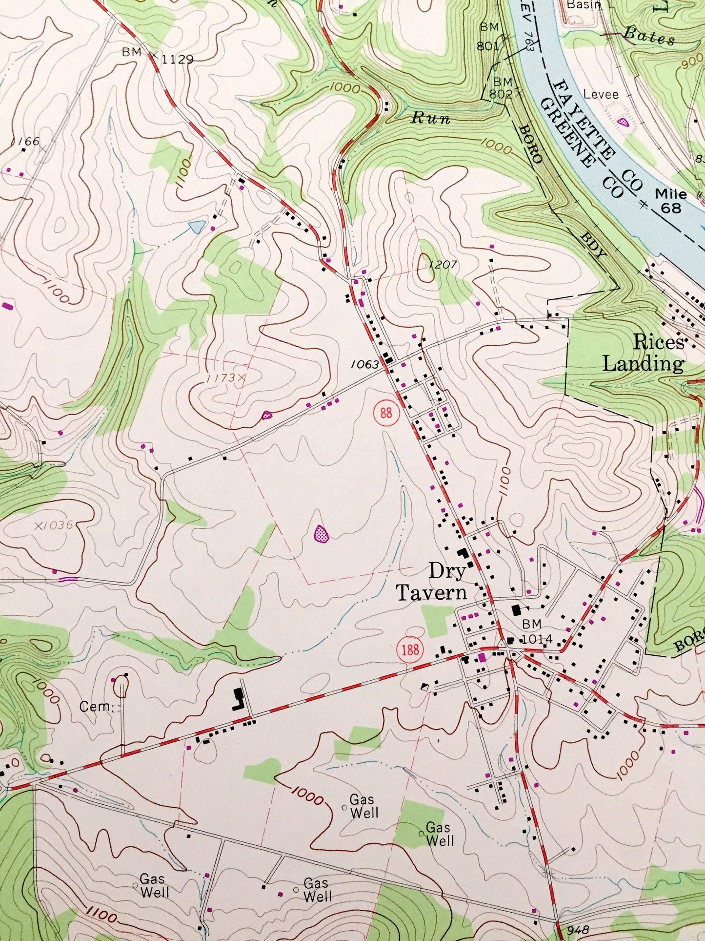 Antique Mather, Pennsylvania 1961 US Geological Survey Topographic Map – Greene, Washington County, Jefferson, Williamstown Khedive, PA