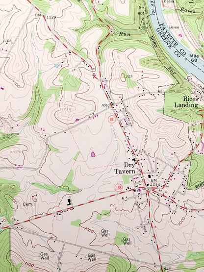 Antique Mather, Pennsylvania 1961 US Geological Survey Topographic Map – Greene, Washington County, Jefferson, Williamstown Khedive, PA