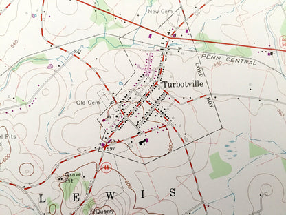 Antique Milton, Pennsylvania 1965 US Geological Survey Topographic Map – Delaware, Lewis, White Deer, Turbotville, Watsontown, New Columbia