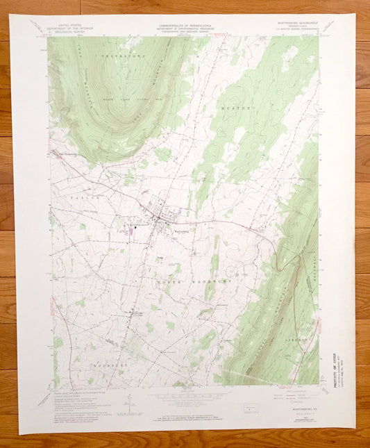 Antique Martinsburg, Pennsylvania 1963 US Geological Survey Topographic Map – Blair, Bedford County, Curryville, Huston, Millerstown, PA