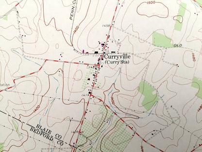 Antique Martinsburg, Pennsylvania 1963 US Geological Survey Topographic Map – Blair, Bedford County, Curryville, Huston, Millerstown, PA