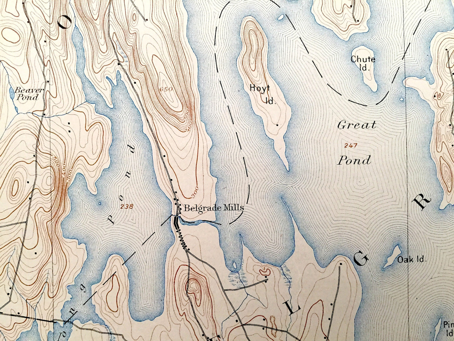Antique Norridgewock, Maine 1898 US Geological Survey Topographic Map – Rome, Mercer, Starks, Great Pond, North Pond, Smithfield, Vienna