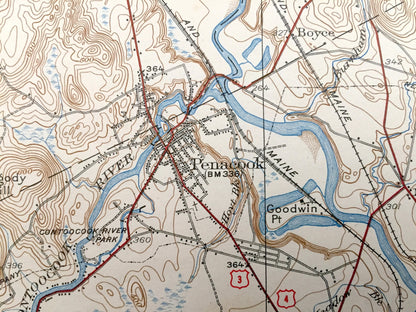Antique Penacook, New Hampshire 1927 US Geological Survey Topographic Map – Northfield, Tilton, Salisbury, Boscawen, Concord, Canterbury NH