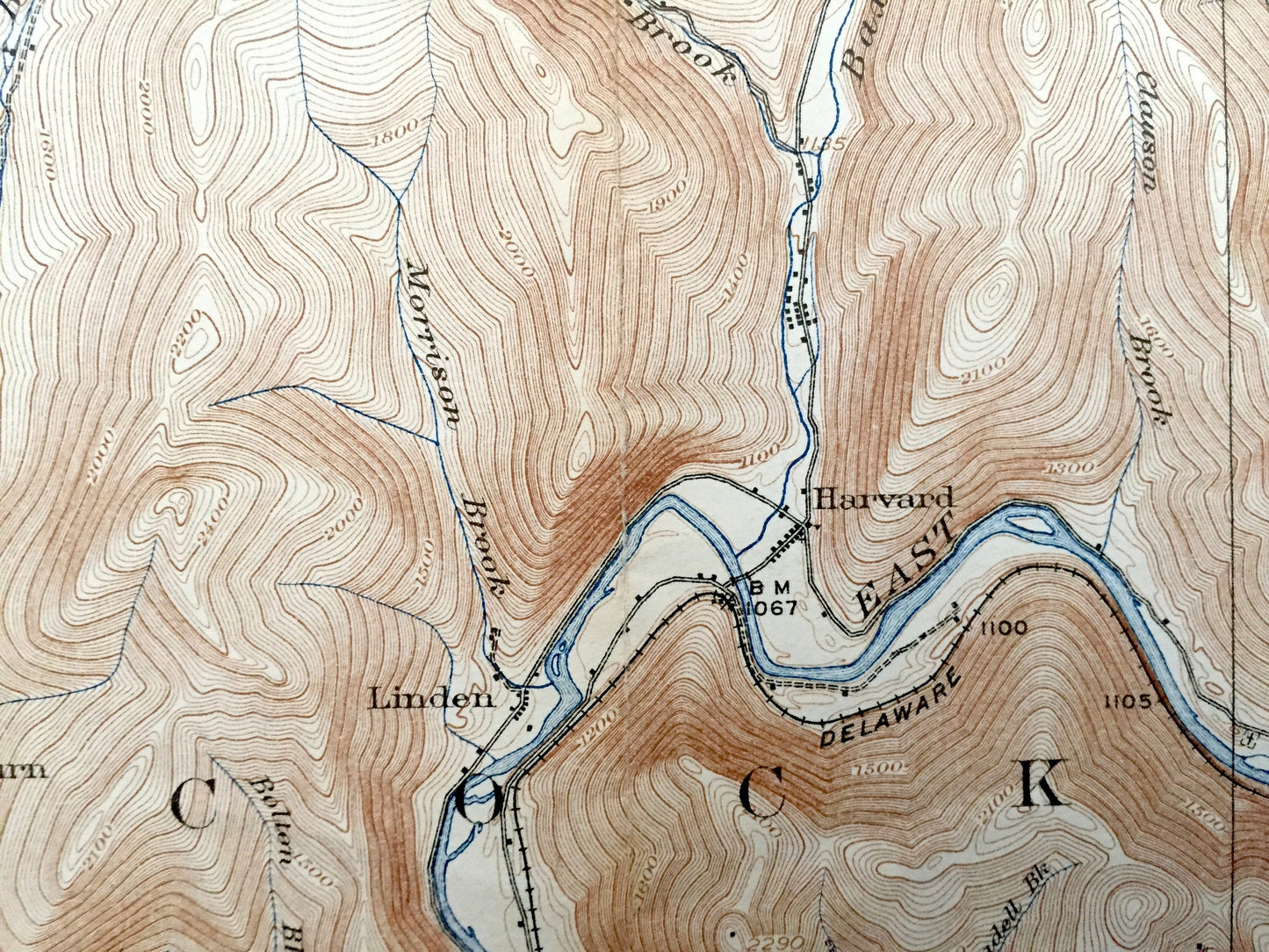 Antique Walton, New York 1925 US Geological Survey Topographic Map – Corbett, Gregorytown, Tompkins, Hamden, Hancock, Delaware County, NY