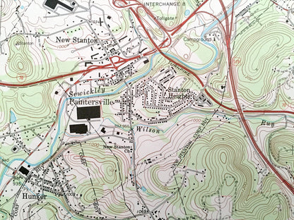Antique Mount Pleasant, Pennsylvania 1993 US Geological Survey Topographic Map – Westmoreland County New Stanton Ruffs Dale Paintersville PA