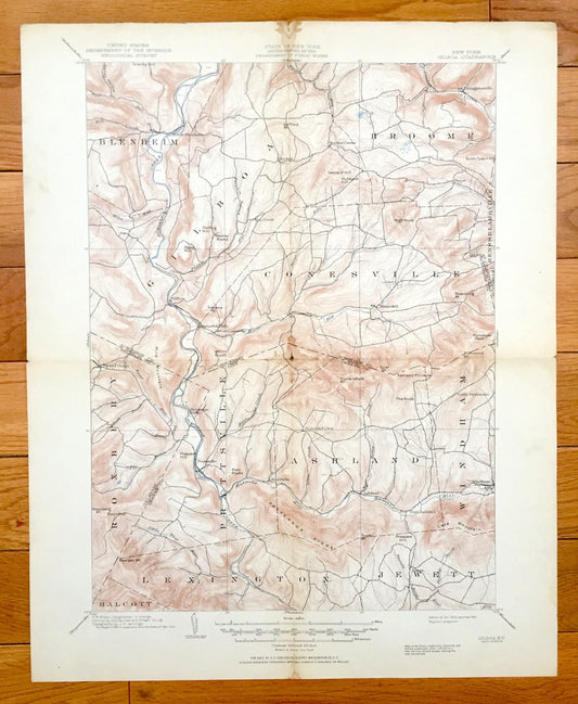 Antique Gilboa, New York 1903 US Geological Survey Topographic Map – Ashland, Prattsville, Delaware, Greene, Schoharie, Albany County, NY