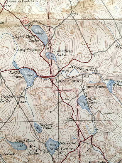 Antique Starruca, New York 1933 US Geological Survey Topographic Map – Hancock, Poyntelle, Preston, Scott, Wayne County, Delaware, NY PA