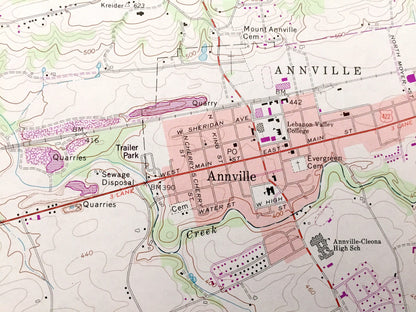 Antique Palmyra, Pennsylvania 1969 US Geological Survey Topographic Map – Lebanon, Dauphin County, Annville, Palmdale, North Annville, PA