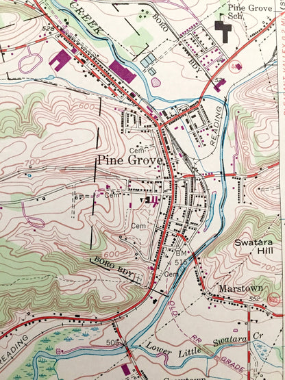 Antique Pine Grove, Pennsylvania 1954 US Geological Survey Topographic Map – Schuylkill County, Suedberg, Lorberry, Tremont Irving Ravine PA