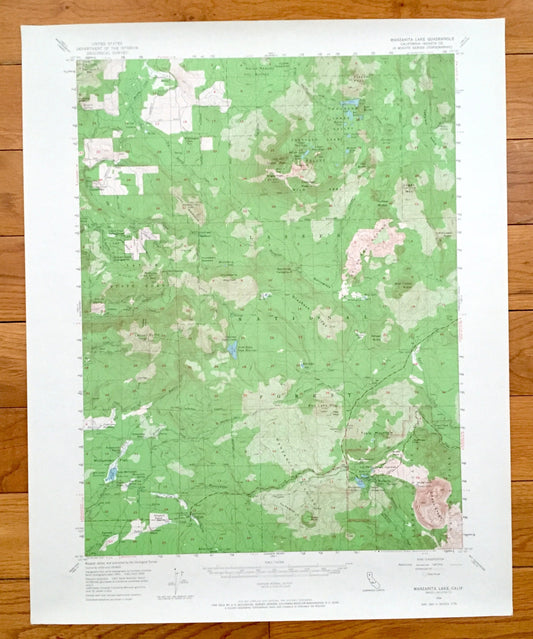 Antique Manzanita Lake, California 1956 US Geological Survey Topographic Map – Shasta County, Lassen Forest, Latour, Thousand Valley Lake CA