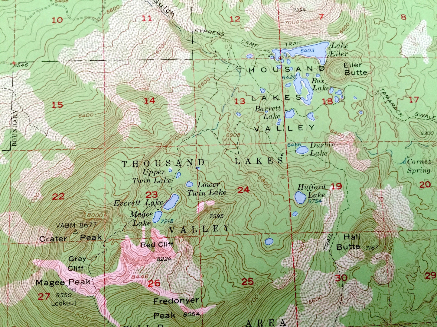 Antique Manzanita Lake, California 1956 US Geological Survey Topographic Map – Shasta County, Lassen Forest, Latour, Thousand Valley Lake CA