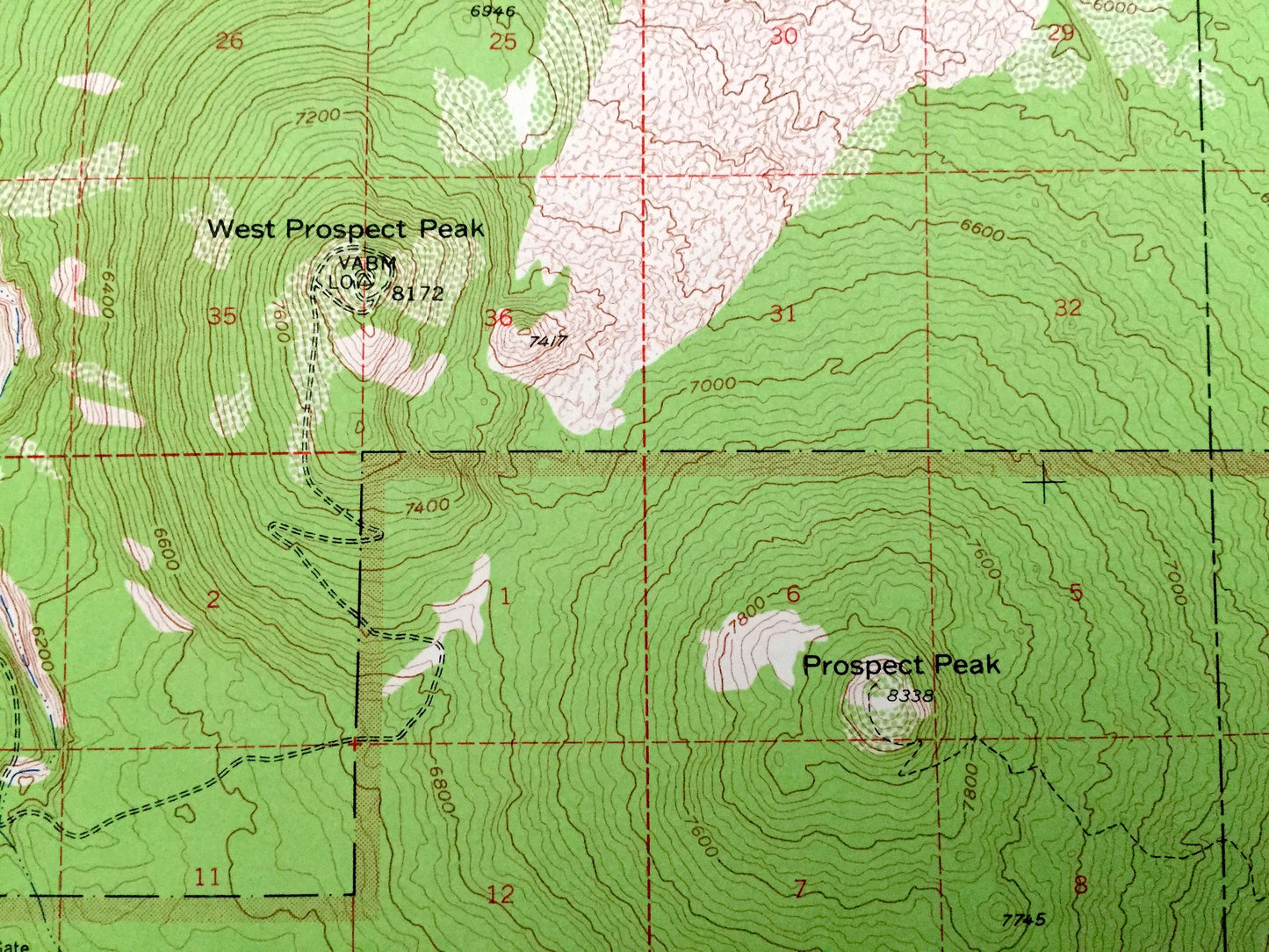 Antique Prospect Peak, California 1957 US Geological Survey Topographic Map – Shasta, Lassen County, Caribou, Sugarloaf, National Park, CA