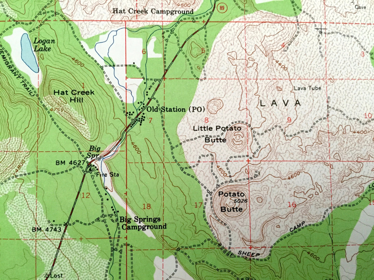 Antique Prospect Peak, California 1957 US Geological Survey Topographic Map – Shasta, Lassen County, Caribou, Sugarloaf, National Park, CA