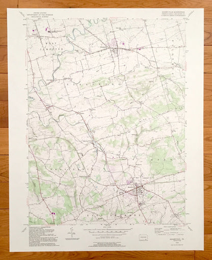 Antique Quarryville, Pennsylvania 1992 US Geological Survey Topographic Map – Lancaster County, New Providence Strasburg Lampeter Camargo PA