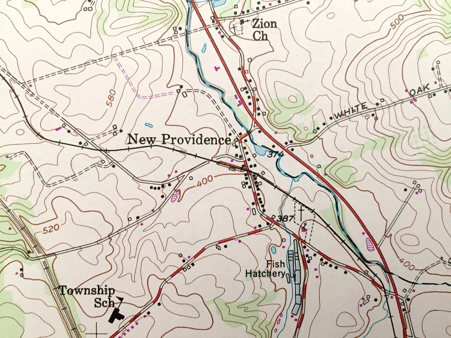 Antique Quarryville, Pennsylvania 1992 US Geological Survey Topographic Map – Lancaster County, New Providence Strasburg Lampeter Camargo PA