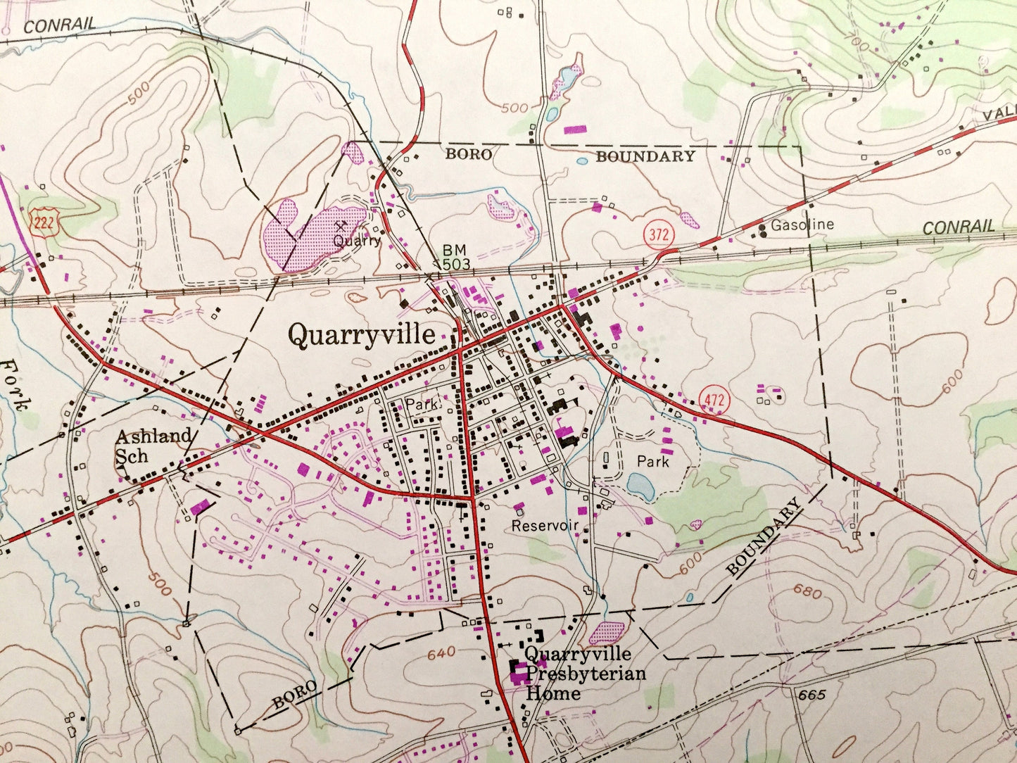 Antique Quarryville, Pennsylvania 1955 US Geological Survey Topographic Map – Lancaster County, New Providence Strasburg Lampeter Camargo PA