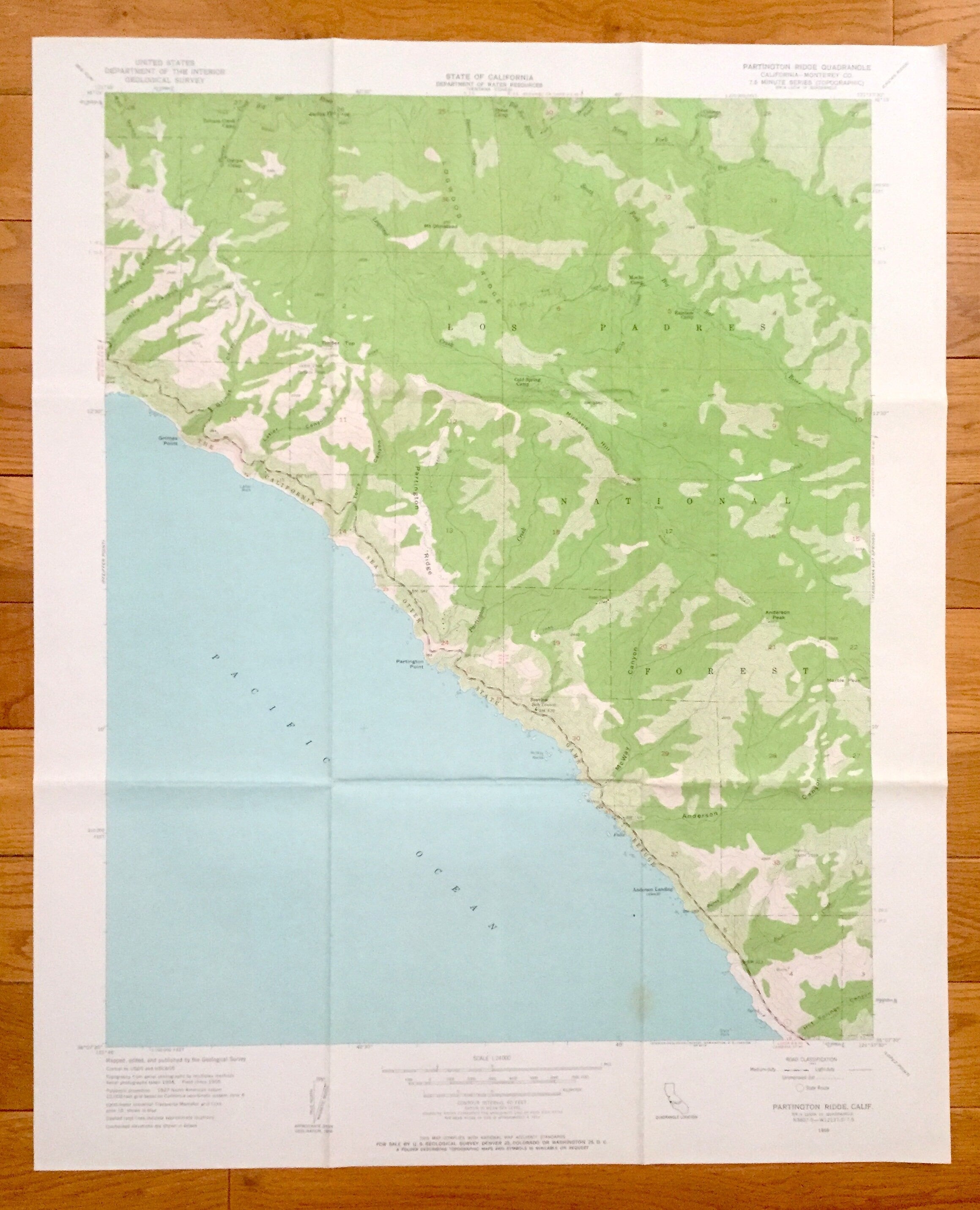 Topogra Antique Partington Ridge, California 1956 US Geological Survey Topogra ...