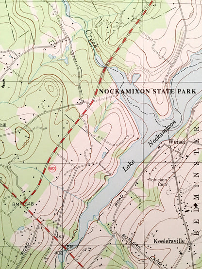 Antique Quakertown, Pennsylvania 1999 US Geological Survey Topographic Map – Bucks County Perkasie Applebachsville East Rockhill Richland PA