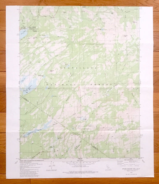 Antique Spicer Meadow Reservoir, California 1979 US Geological Survey Topographic Map – Tuolumne Co, Lake Alpine, Henry Peak, Bull Run Peak