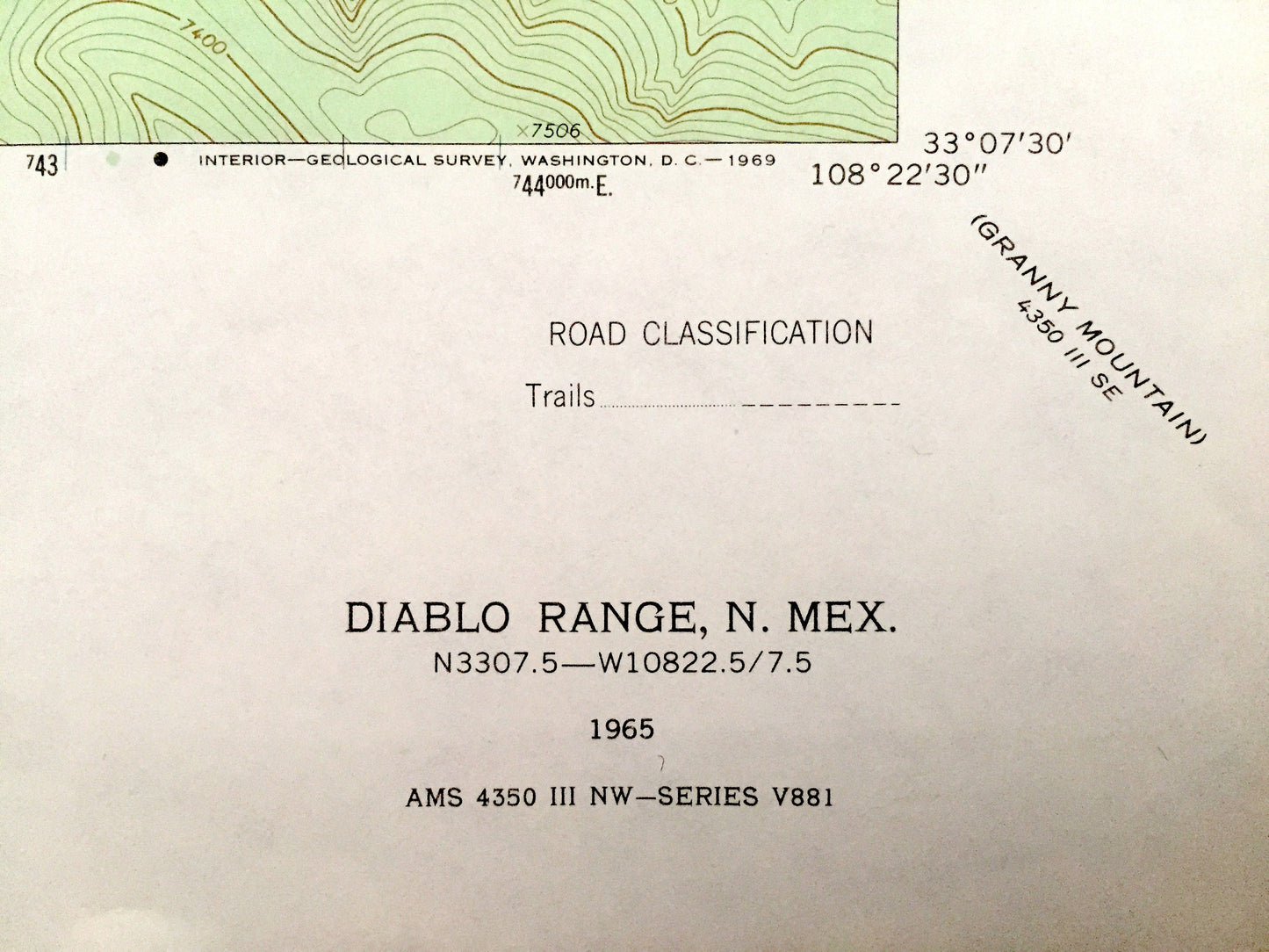 Antique Diablo Range, New Mexico 1965 US Geological Survey Topographic Map –Catron Co, Gila National Forest, White Pinnacle, Manzanita Creek
