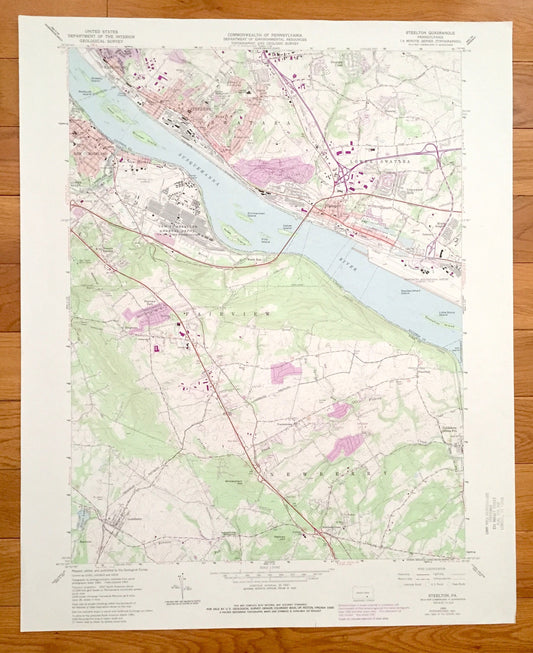 Antique Steelton, Pennsylvania 1963 US Geological Survey Topographic Map – Dauphin County, York County, New Cumberland, Harrisburg,Highspire