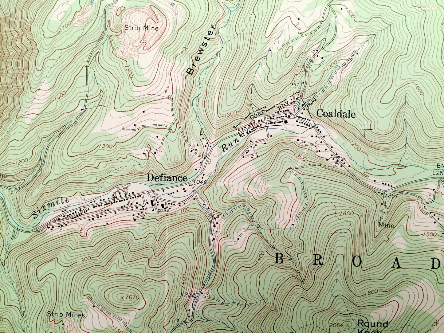 Antique Saxton, Pennsylvania 1968 US Geological Survey Topographic Map – Bedford County, Huntingdon County, Broad Top City, Defiance, Dudley