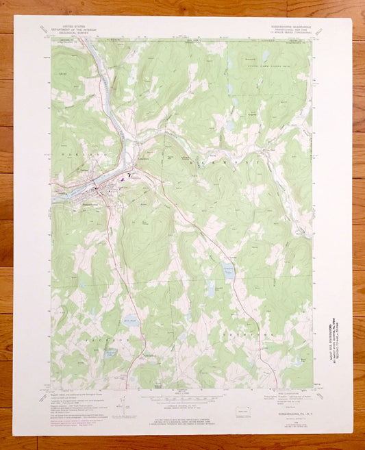 Antique Susquehanna, Pennsylvania & New York 1968 US Geological Survey Topographic Map – Lanesboro, Brandt, Stevens Point, Melrose